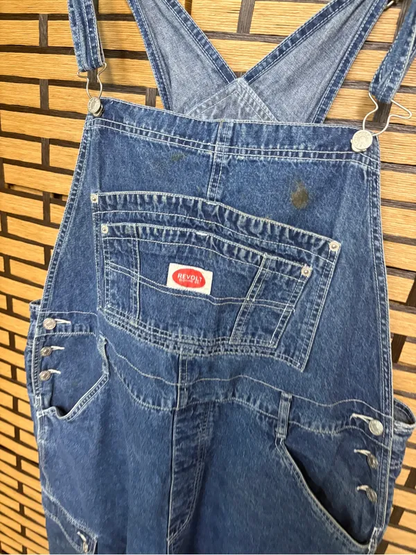 Revolt Denim Short Overalls Size 22 Blue - Image 3