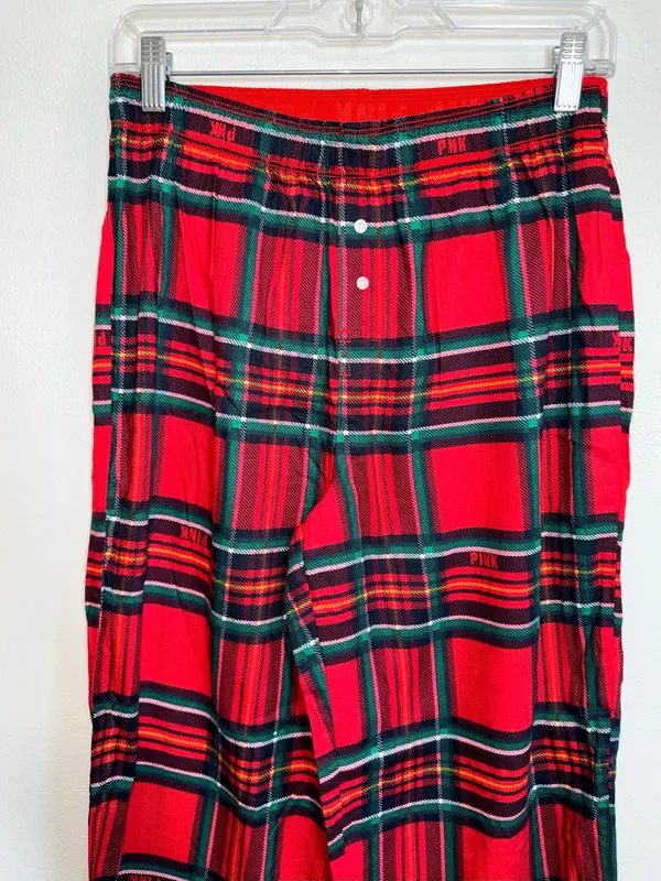 Victoria’s Secret PINK Pajama Pants Red Tartan Plaid Sleepwear - Image 5