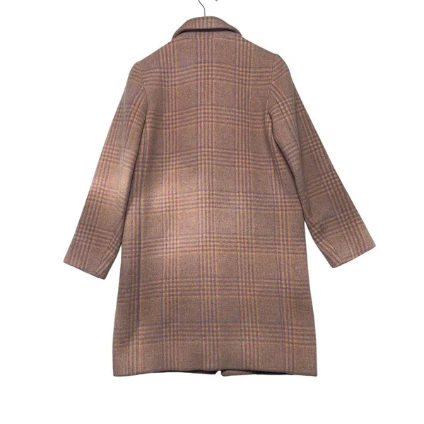 Tara Jarmon Paris Plaid Wool Blend Coat Pink Orange Size 34 French EU 34 US 2-4 - Image 6