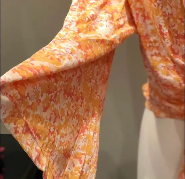 Alternative Apparel Alternative Apparel Peach-Orange Floral Open Front Kimono Wrap - Image 2