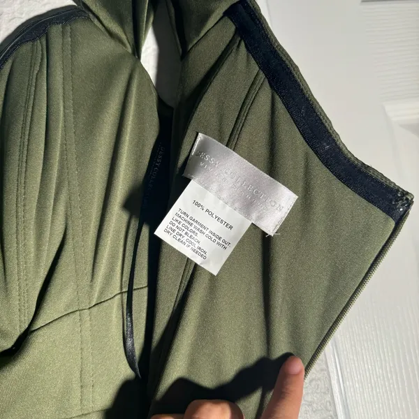 Dessy Collection • Formal Gown • Olive Green • 2R • Off Shoulder • Bridesmaid - Image 11