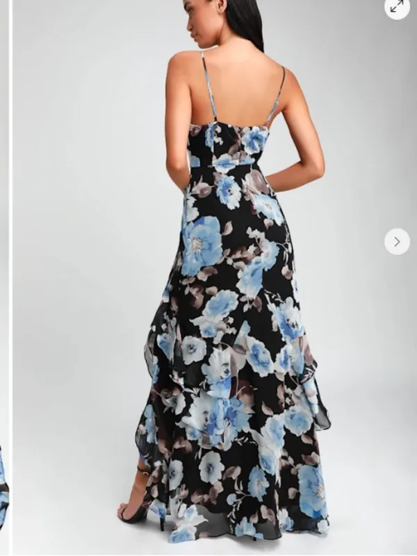 LULU's Sexy Floral Flowy Prom Wedding Sophisticated Chic Elegant Resort Maxi - Image 4