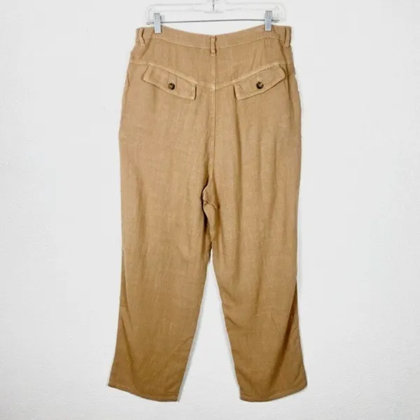 Free People Faded Love Tan Linen Blend Trouser Pants - Image 4