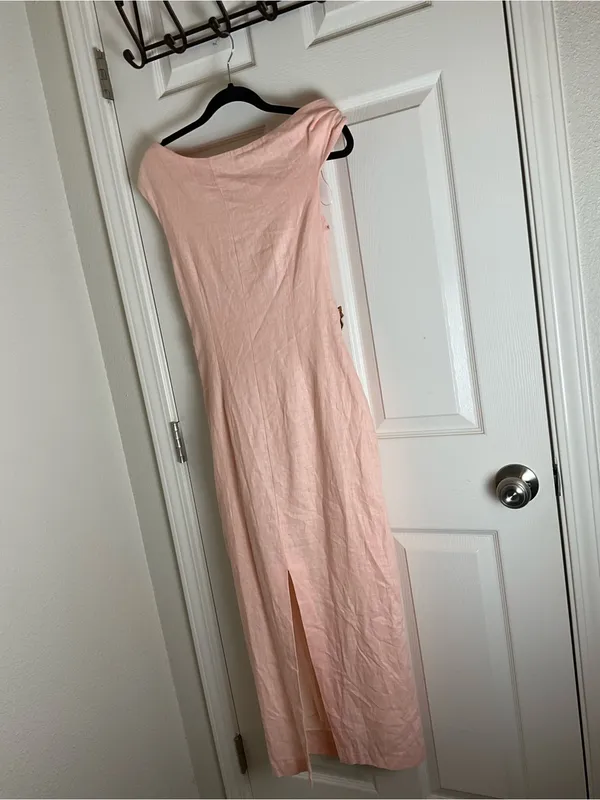 Zara Asymmetrical Linen Blend Draped Dress Woman’s Size S - Image 9