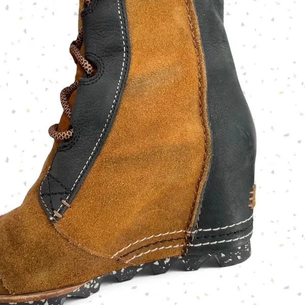 Sorel Cate the Great Boots Elk Black Tan Knee High Lace Up Fall Suede Size 6.5 - Image 9