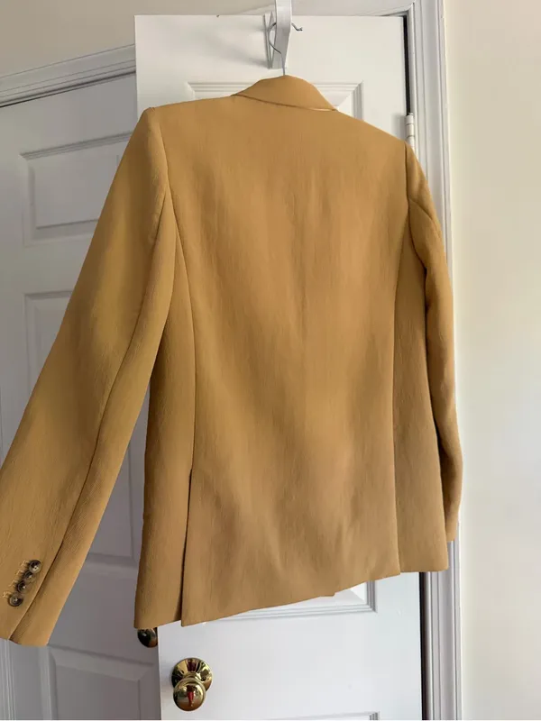 Wilfred Aritzia Camel Double Breasted Blazer Size 2 Tailored Neutral Jacket - Image 6