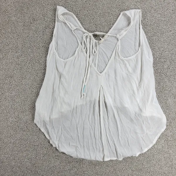 Roxy Flowy Top Womens S White Sleeveless Laced Ties Summer Beachy Babydoll - Image 3