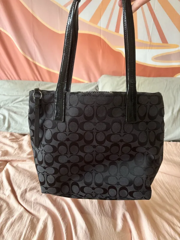 Vintage Coach Signature Python Stripe Tote - Image 2