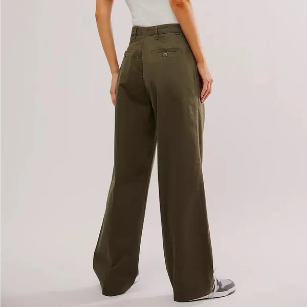 FREE PEOPLE Pleated Dockers Baggy Khaki Cargo Pants Jeans Trousers - Image 3