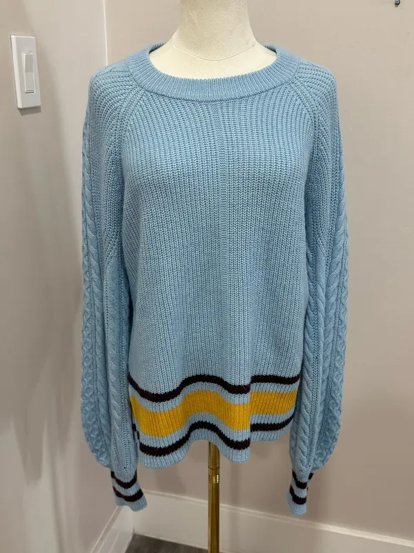 Anthropologie Sky Striped Sweater Size‎ Medium - Image 3