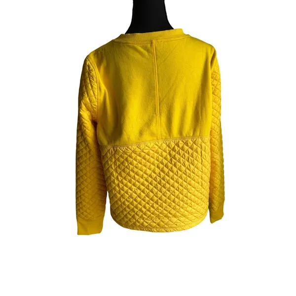 T by Talbots Yellow Quilted Sweatshirt Small Golf Pullover Stretch Athleisure - Image 4