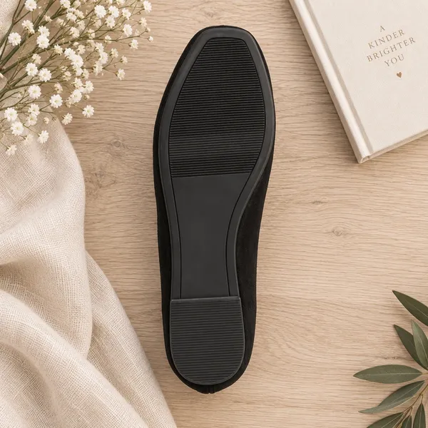 A New Day Neve Black Microfiber Square Toe Memory Foam Ballet Flats 6.5 - Image 5