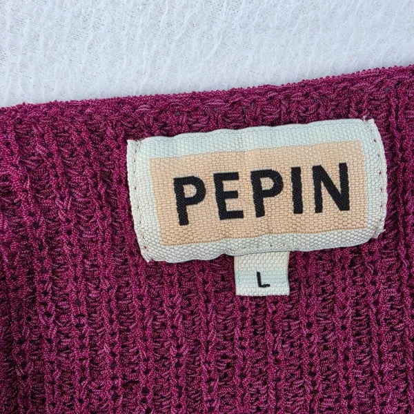 Pepin Womens Magenta Open Knit Surplice Wrap Sleeveless Tank Top Size Large - Image 2