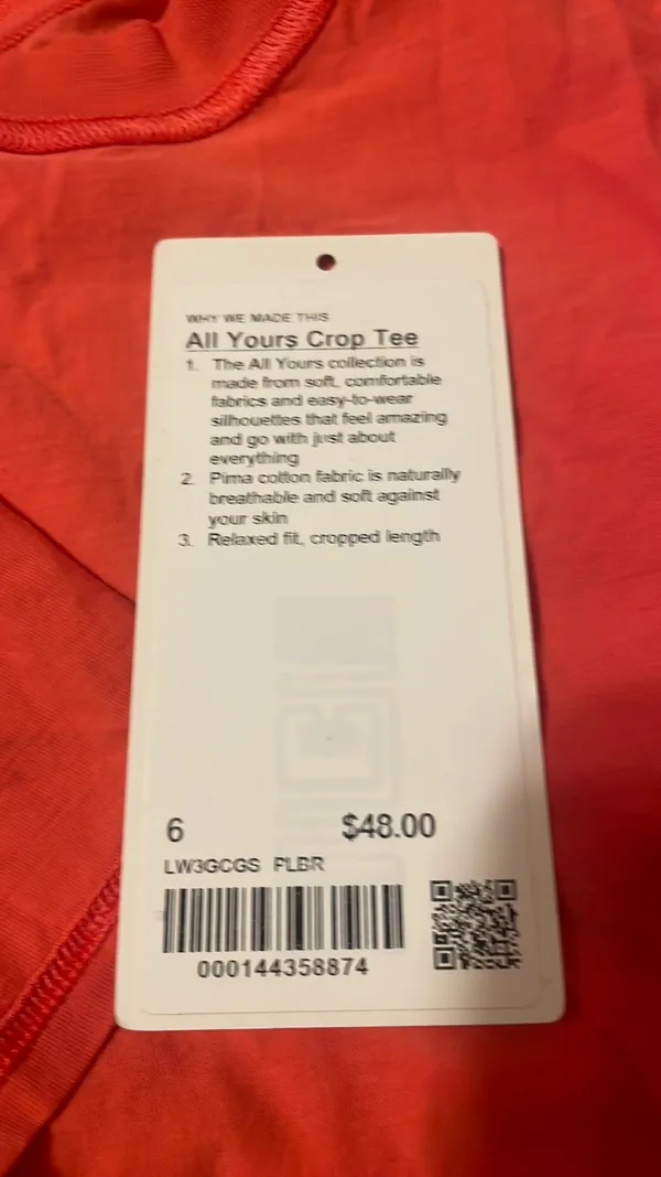Lululemon Cropped Coral Boxy Top - Image 3