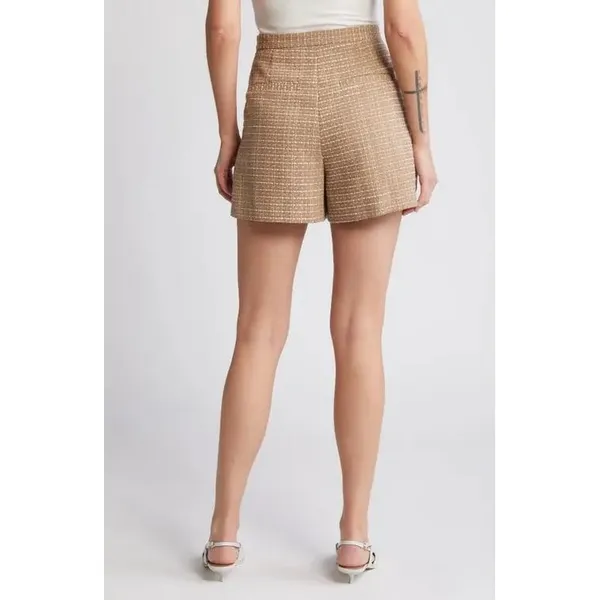 French Connection Effie‎ Tweed Mini Skort Camel Tan White Wrap Front Size 4 US - Image 2