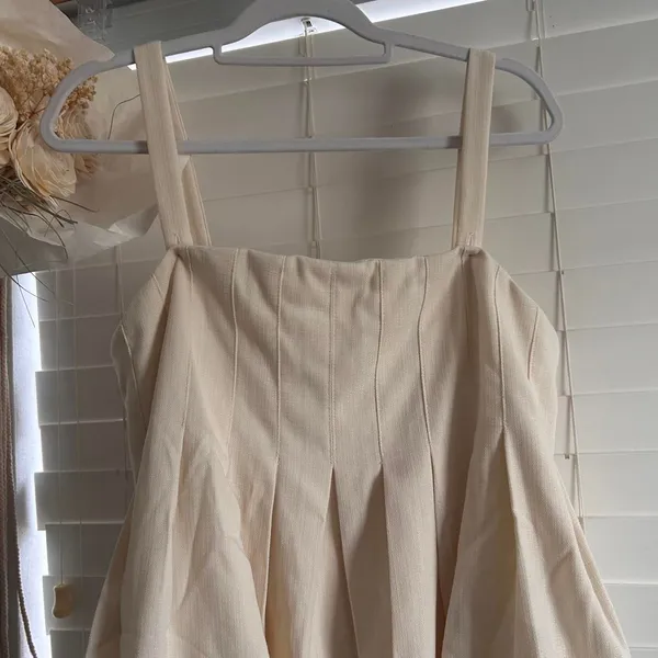 Commense Ivory Pleated Bubble Mini Dress NWT Quiet Luxury Coquette Linen XL - Image 3