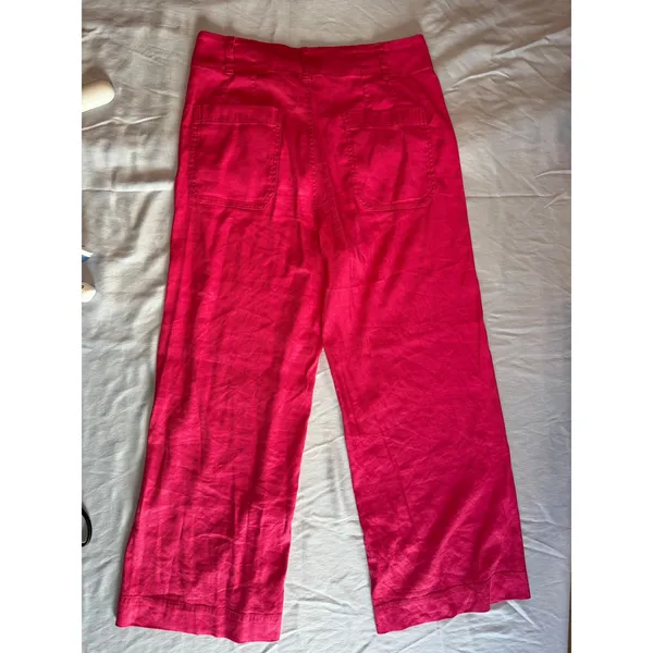 Hot Pink Linen Blend Wide Leg Maeve The Collette Pants Culottes Size 29 - Image 5