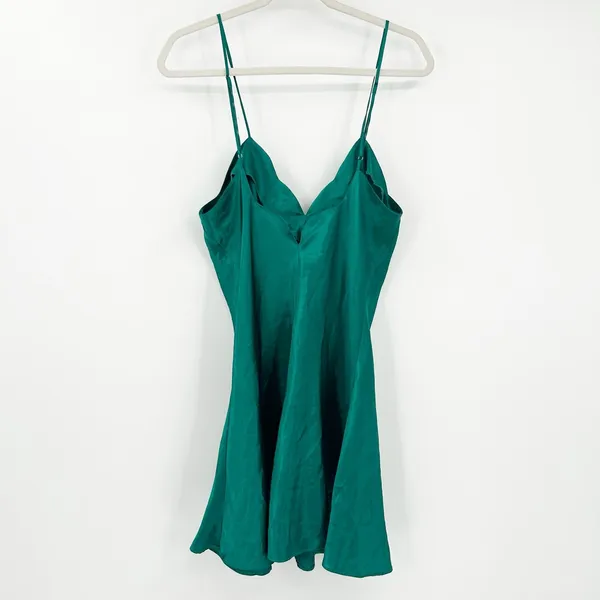 Fredericks of Hollywood Womens Emerald Green Satin Y2K Boudoir Glam Slip Dress L - Image 6