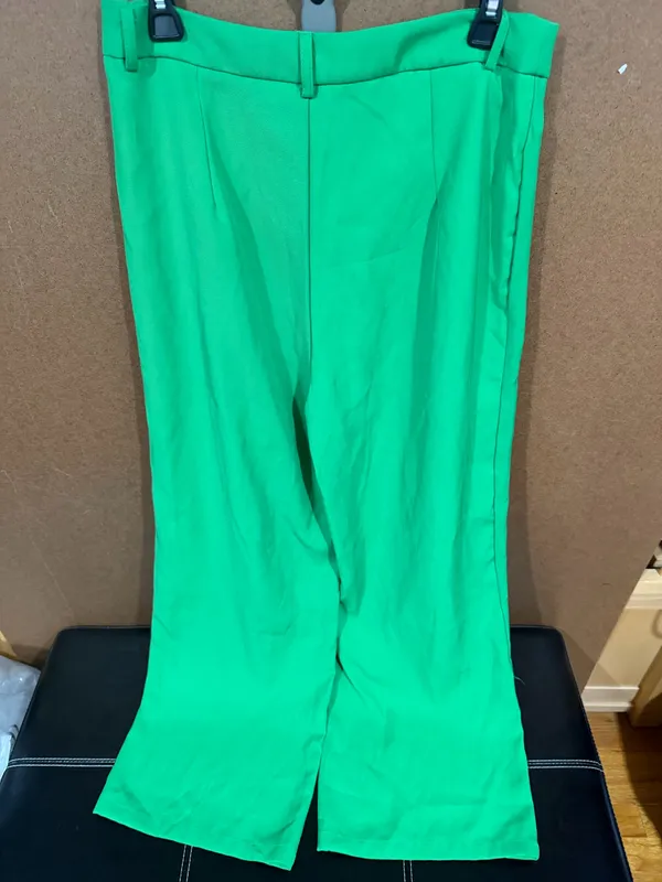 Shein Wide-Leg Pants High-Waisted green L8/10 - Image 4