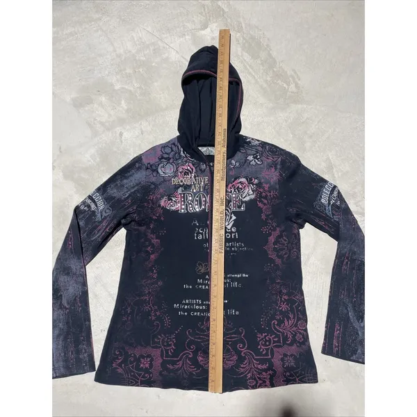 Women's Y2K Vanilla Sugar Grunge Style Full Zip Black Hoodie Size M Goth Emo - Image 4