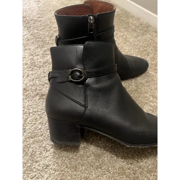 Coach Women's Chrystie Bootie Black Leather Ankle Heeled Size 9 - Image 5