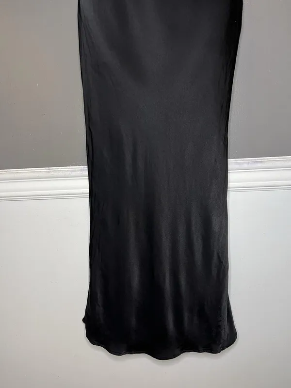 Meshki Dress Womens XS Black Strapless Satin Open Back Maxi Bodycon Formal - Image 3