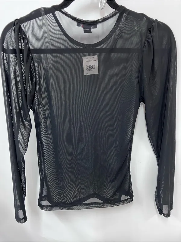 Nwt Black Sheer Long-Sleeve Mesh Top size M - Image 7