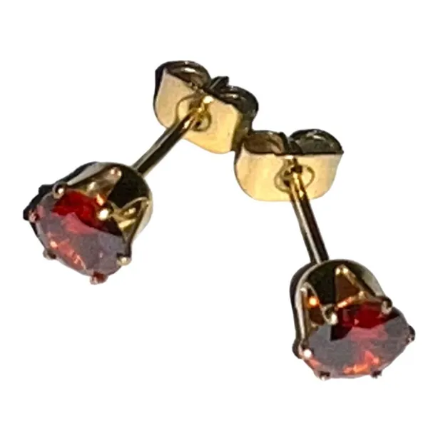 January birthstone garnet cz in 14k gold plated post earrings. New - Image 5
