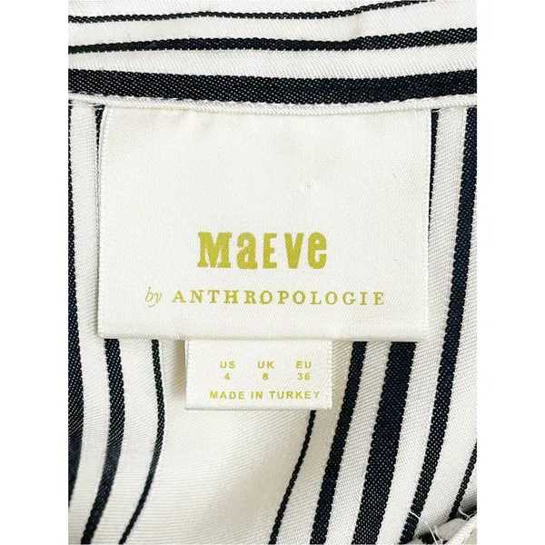 Maeve Anthropologie Esther Striped Sleeveless Shirt Dress Cream & Black Size 4 - Image 9