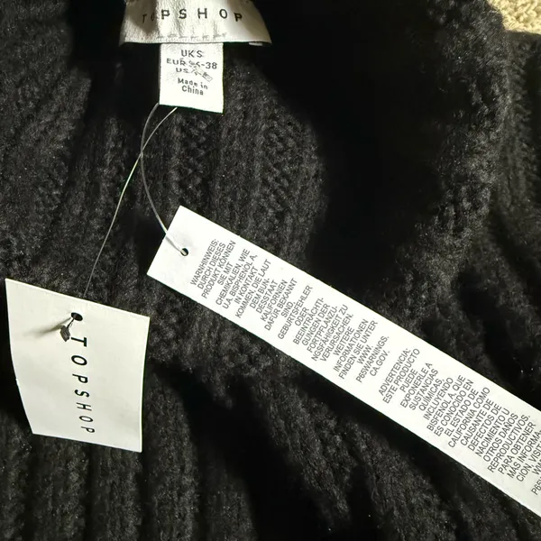 NEW Topshop Black Ribbed Turtleneck Sweater Black Cropped - Image 6
