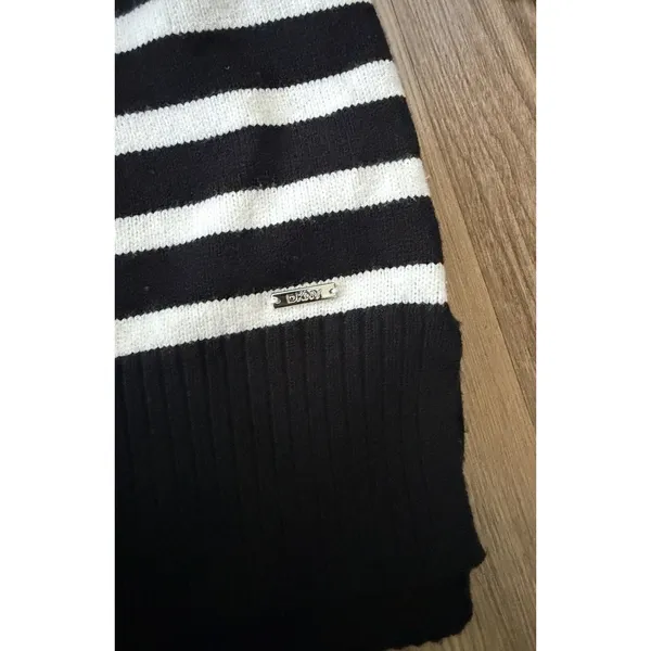 DKNY Black White Striped Quarter Zip Sweater Nautical Coastal Old Money Scandi - Image 7