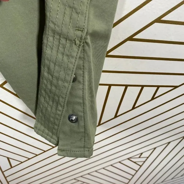 3x1 Simone Trouser Pants Cropped Side Slits Utility Chino Mid Rise Green 26‎ - Image 7