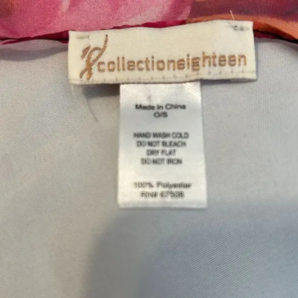 Collectioneighteen black w/pink flowers sheer scarf wrap Approx 73” long EUC - Image 3