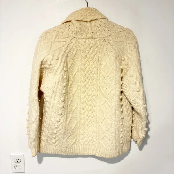 Aran Woollen Mills Merino Wool Cream Cable‎ Knit Chunky Sweater Size XL - Image 5