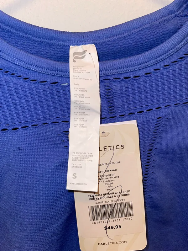 Fabletics NWT blue Longsleeve Workout Shirt - Image 5