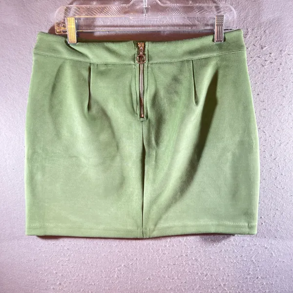1095 | Vero Moda Faux Suede Mini Skirt‎ Sage Green Womens Large - Image 2