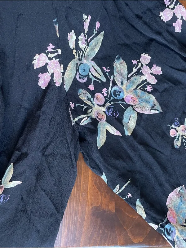 Free People Black Floral Slip Jumpsuit with Pink Floral Accents - Image 5