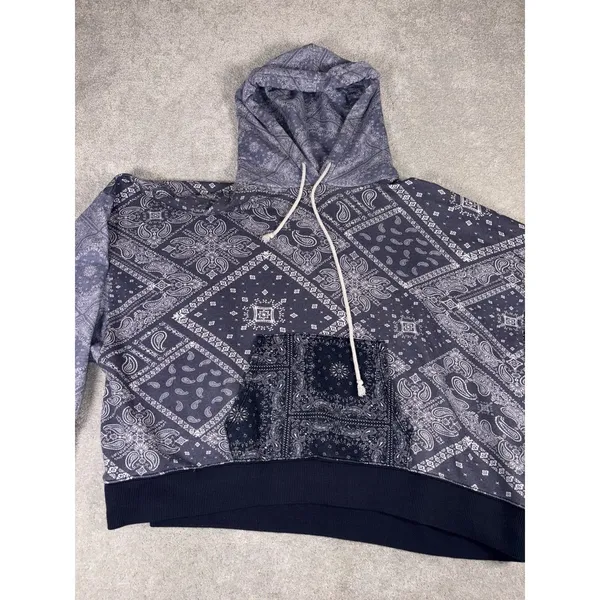 American Eagle Hoodie Women's L Blue Bandana Print Oversized Sweatshirt Pullover - Image 2