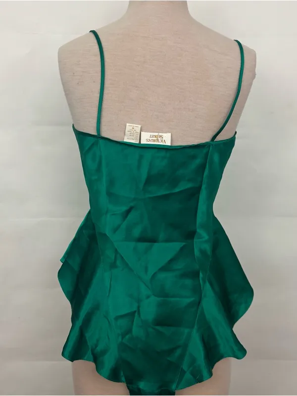 Victoria’s Secret vintage gold label Emerald Lace-Trim Satin Bodysuit medium - Image 3
