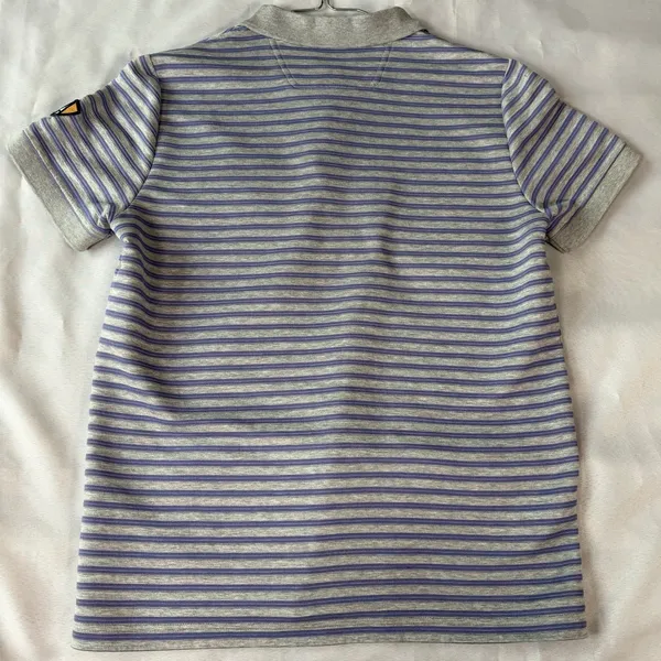 Faconnable Polo Shirt Womens M Gray Lavender‎ Stripe Preppy Golf Casual Tennis - Image 7