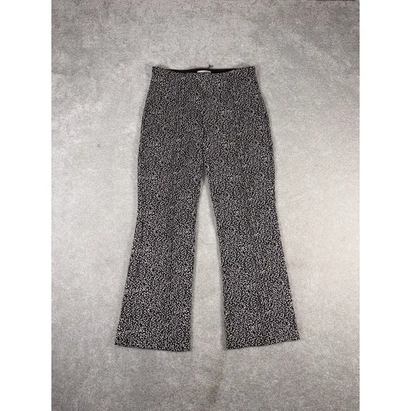 Anthropologie By The Essential Crop Flare Pants Womens Xs Black Animal Print - Image 2