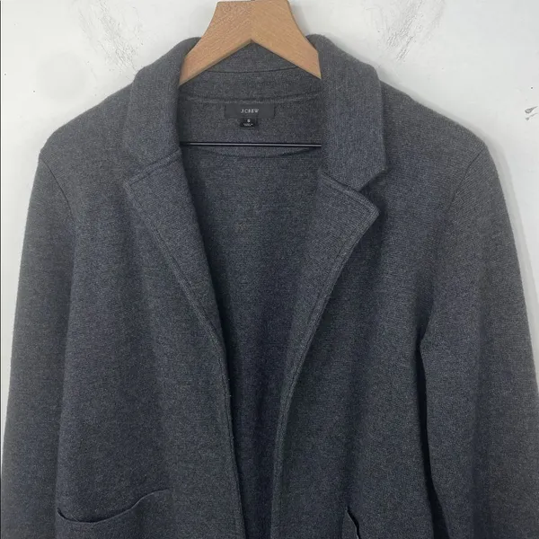 J.Crew Merino Wool Blend Open Front Cardigan Jacket Charcoal Gray Small - Image 2