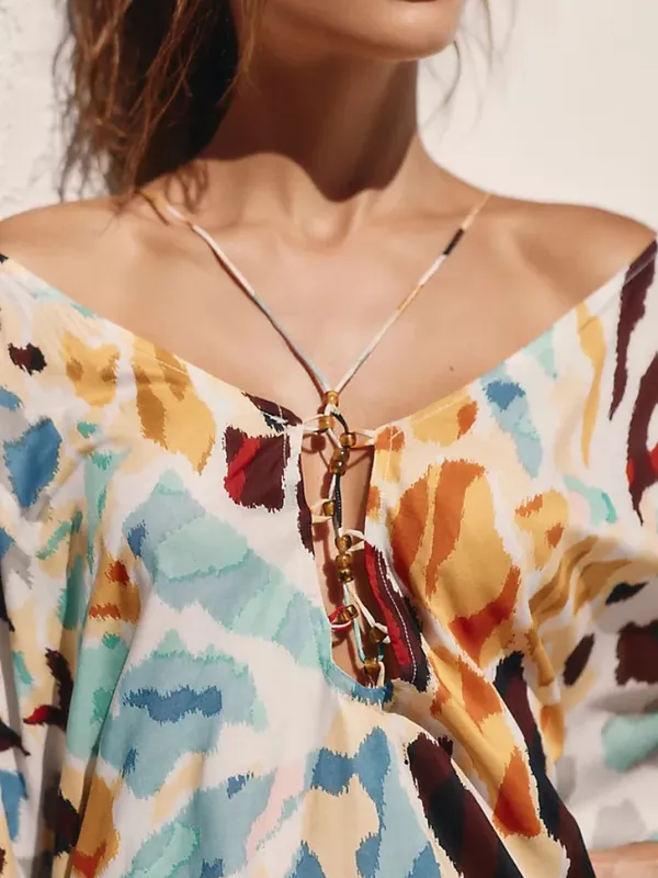 NWT By Anthropologie Printed Beach Cover-Up Dress | Resort Vacation Mini - Image 3