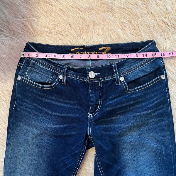 Seven7 Dark Blue Flare Jeans Size 6 - Image 4