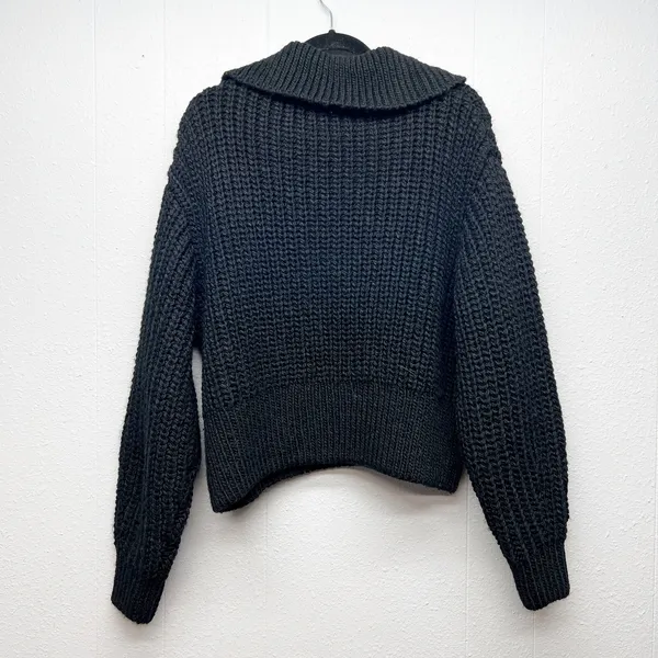 H&M 1/4 Zip Super Chunky Knit Ribbed Sweater Womens M/L Preppy Dark Academia - Image 5
