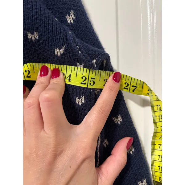 Free People Navy Blue Cropped Sweater with White Dots XS - Image 5