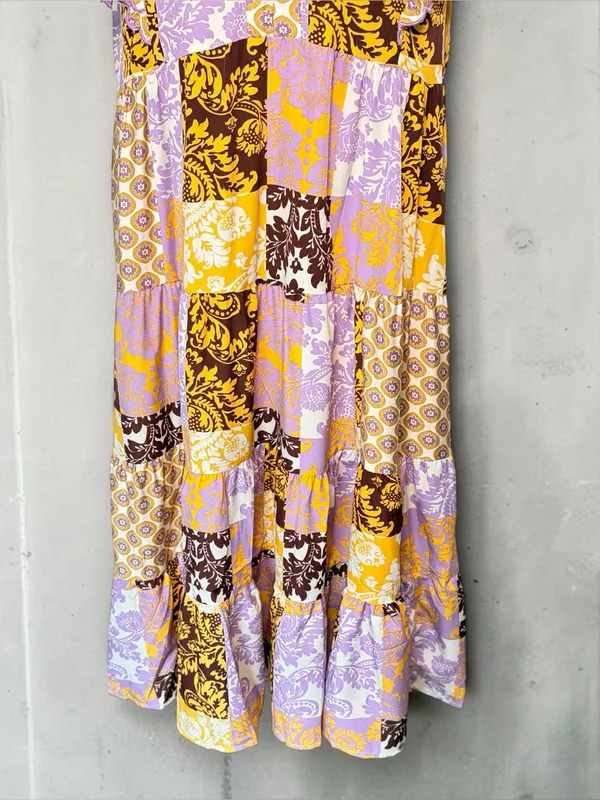 UMGEE Scarf Print Midi Shift Dress, Large, Ruffle Sleeves Boho Cottagecore - Image 6