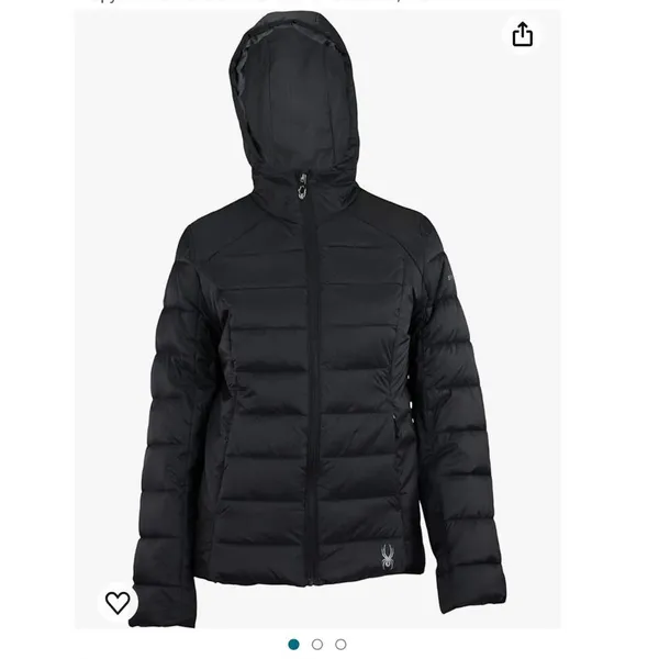 NWT Spyder Clara Puffer jacket Black Hooded Coat Woman size medium - Image 5