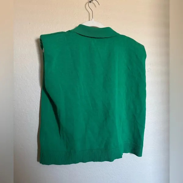 By Anthropologie Collared Polo‎ Muscle Sweater Tank Shirt Sz M Green - Image 11