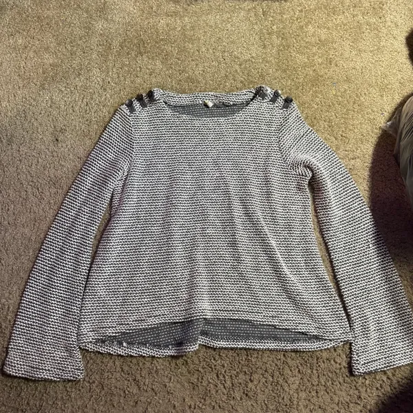 Roxy Womens Gray‎ Salt and Pepper Button Shoulder Knit Sweater Small - Image 2